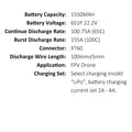 5PCS EX 1550MAH 6S1P 22.2V 120C XT60