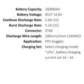 18650 LI-ON 2600mAh 4S 14.8V 1C XT60, Built-in Protect Board