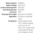 18650 LI-ON 2000mAh 6S 22.2V 15C XT30/XT60