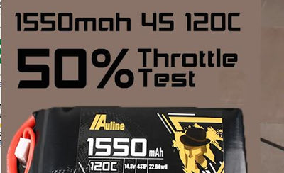 Auline 1550mah 4S LiPo Battery Burst Test 50% Throttle to end!