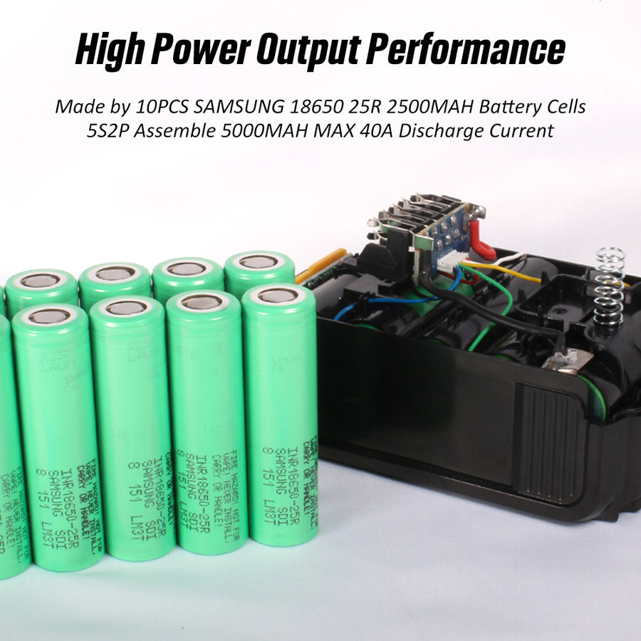 CTB 18-Volt 5.0Ah 25R 18650 Li-Ion High Power Output Battery Pack For Dewalt 20V Cordless Tools