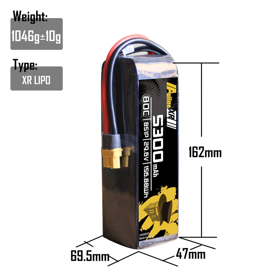 5PCS XR 5300MAH 8S1P 29.6V 80C XT60/XT90