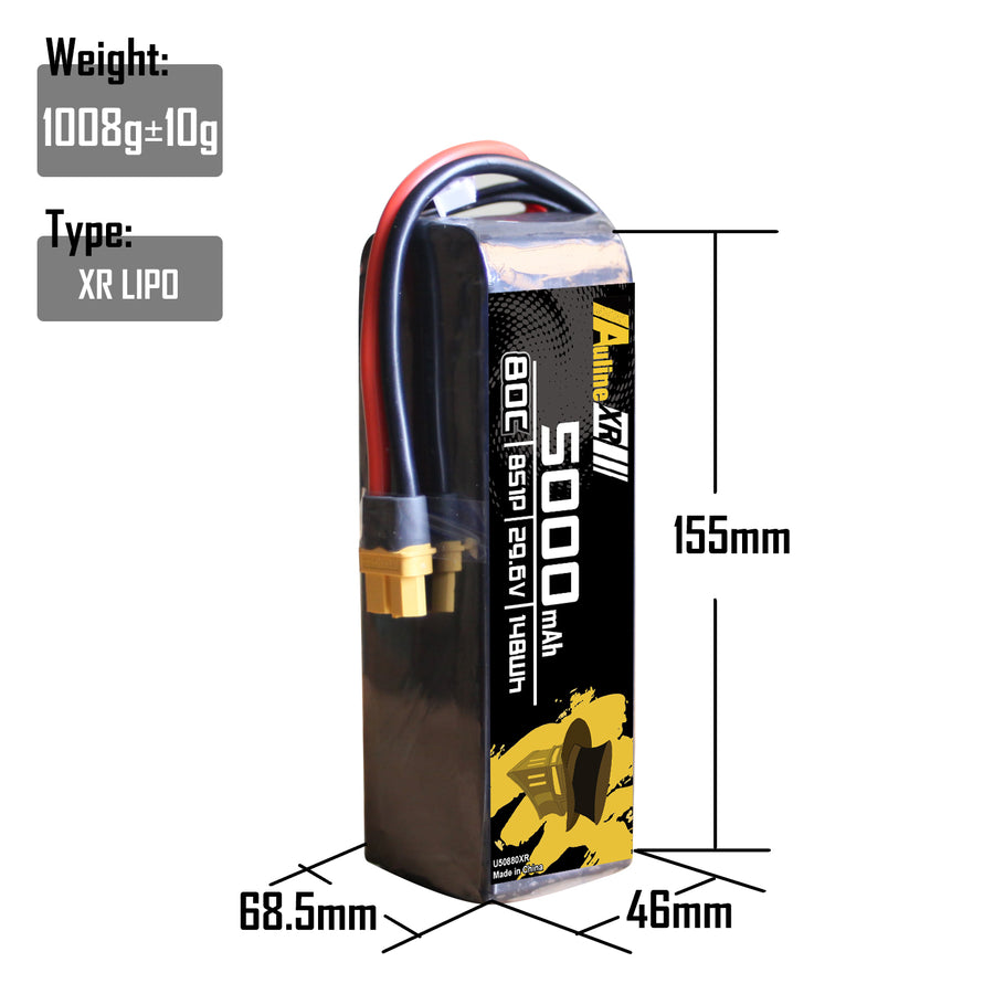 5PCS XR 5000MAH 8S1P 29.6V 80C XT60/XT90