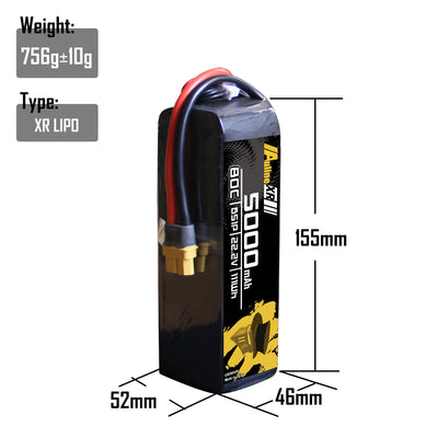 5PCS XR 5000MAH 6S1P 22.2V 80C XT60/XT90