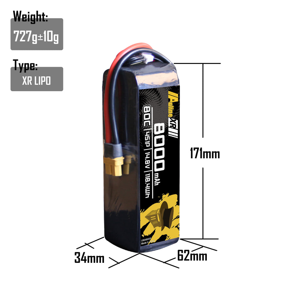 5PCS XR 8000MAH 4S1P 14.8V 80C XT60/XT90