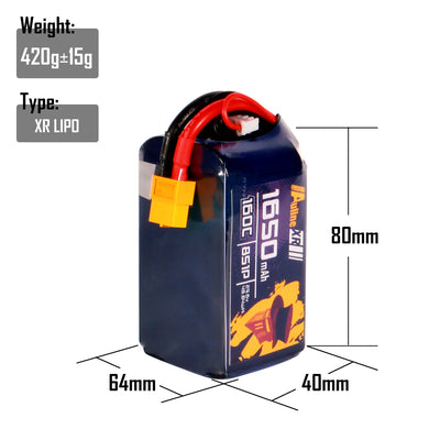 5PCS XR 1650MAH 8S1P 29.6V 160C XT60