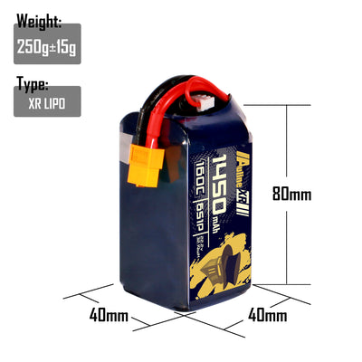 5PCS XR 1450MAH 6S1P 22.2V 160C XT60