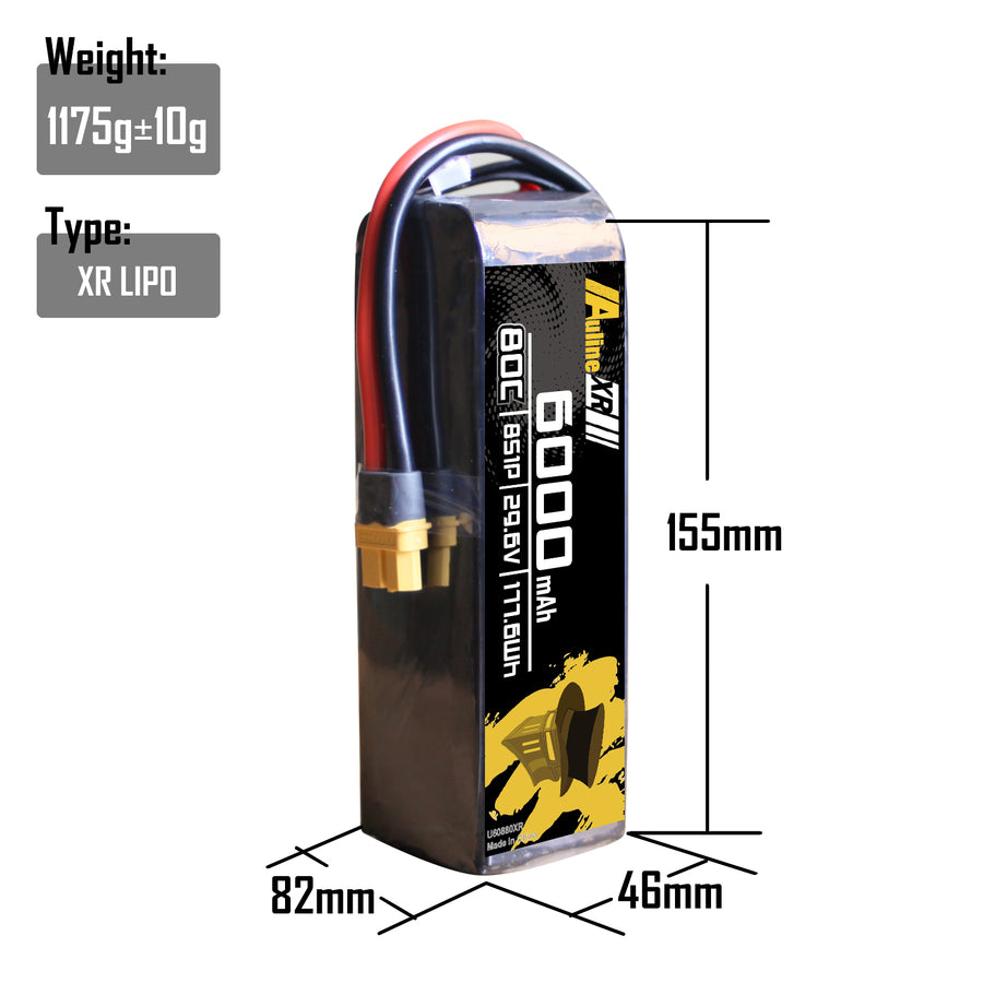 5PCS XR 6000MAH 8S1P 29.6V 80C XT60/XT90