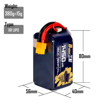 5PCS XR 1450MAH 8S1P 29.6V 160C XT60