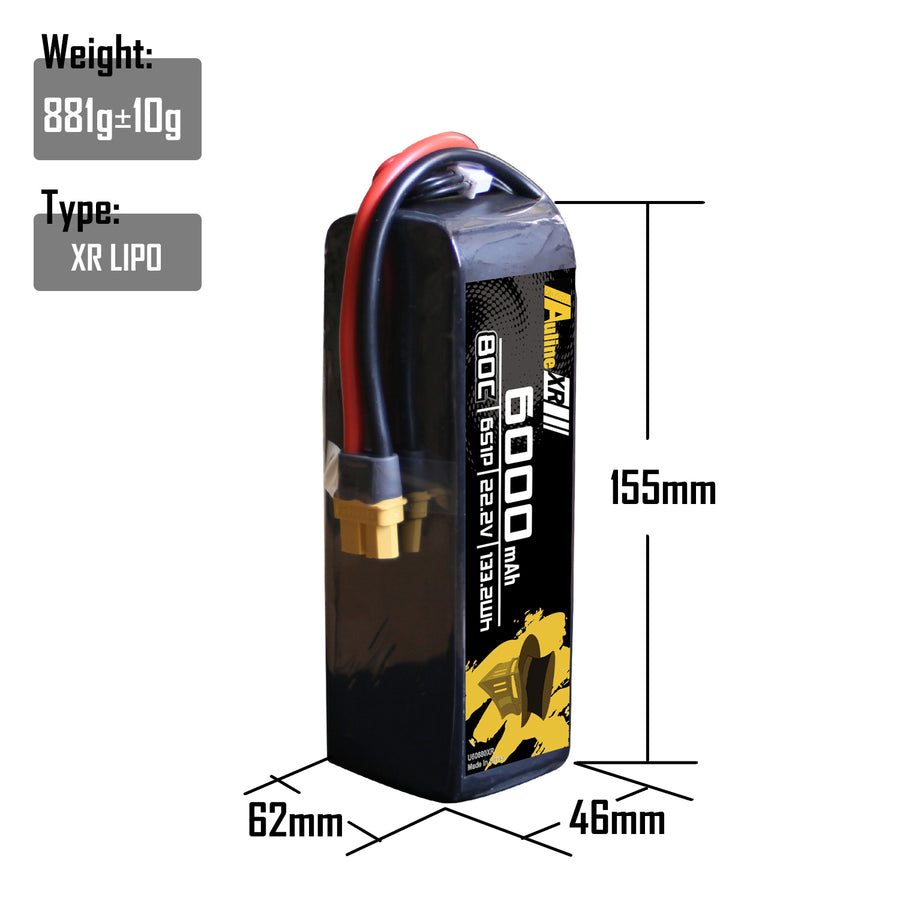5PCS XR 6000MAH 6S1P 22.2V 80C XT60/XT90