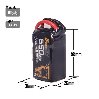5PCS SR 650MAH 4S1P 14.8V 80C XT30