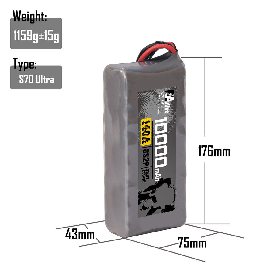 21700 S70 Ultra 10000MAH 8S2P 29.6V 140A XT60/XT90