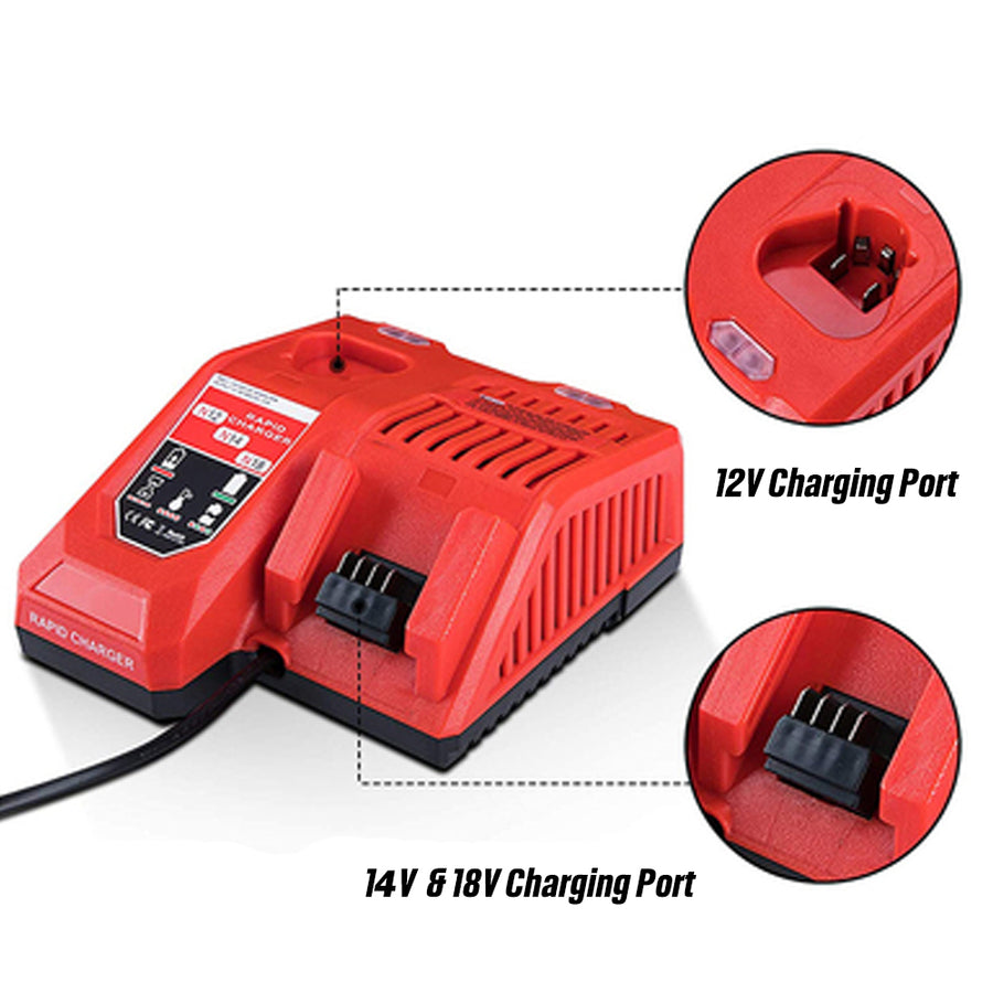 CTB 3A Double Charge Port Rapid Charger for Milwaukee 12V 14V 18V Li-Ion Battery