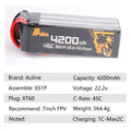 4200mAh 6S 22.2V 45C XT60 / XT90